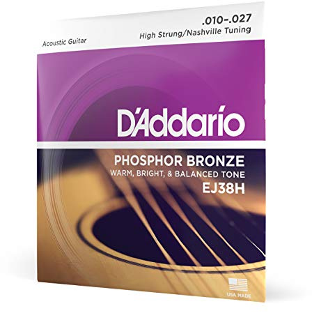 D'Addario Gitarrensaiten Westerngitarre | Gitarrensaiten Akustikgitarre | Acoustic Guitar Strings | EJ38H Phosphor Bronze Saitensatz für 12-Saiter 0,03 cm - 0,06 cm (.012 - .027 Zoll)