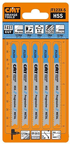 CMT JT123X-5 Set di 5 Lame per Seghetti Alternativi per Metallo, Blu/Grigio