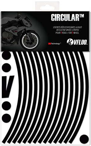 VFLUO - Kit Pegatinas Llantas de Moto Reflectantes, Autoadhesivas para 1 Rueda, 3M Technology™ - Gran Visibilidad Lateral - Discreto y diseño - Fácil colocación
