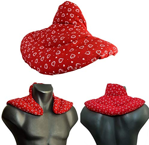 Nackenhörnchen mit Stehkragen Herzen-rot - Rapssamenkissen - Nackenkissen Wärmekissen - Ein sehr wohliger Nackenwärmer