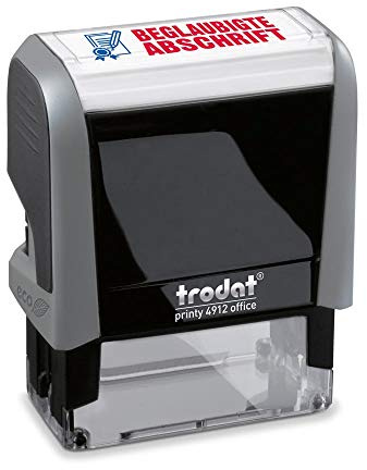 Trodat 4912 Office Printy 4.0, BEGL. ABSCHRIFT, Kissen, Deutsch | Bürostempel, Abdruck 46x17 mm, Abdruck blau-rot, selbstfärbend, dokumentenecht