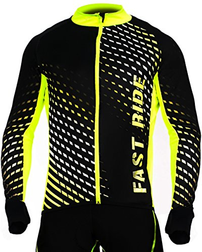 Stanteks Radtrikot Trikott Langarm Fahrradtrikot Fahrradshirt Fahrradbekleidung Herren Damen Unisex Fahrrad Radsport Thermo Atmungsaktiv Jersey Reißverschluss Reflektoren SR0032 (Schwarz-grün, XL)
