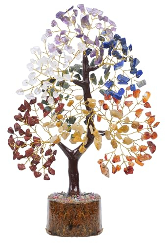 Seven Chakra Tree of Life, Artificial Tree, Crystal Tree for Positive Energy - Feng Shui Tree, Money Tree, Handmade 7 Chakra Tree, Stone Tree, Healing Crystals, Spiritual Gifts, Gifts for Women