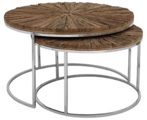 Casa Padrino Conjunto de Mesa Auxiliar de Lujo Natural/Plata - Muebles de Sala de Estar de Lujo
