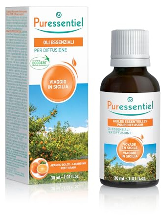 Puressentiel - Diffuse Voyage en Sicile - Huiles essentielles pour Diffusion - 100 pourcent pure et naturelle - aux notes fruitées, douces et tonifiantes - 30 ml