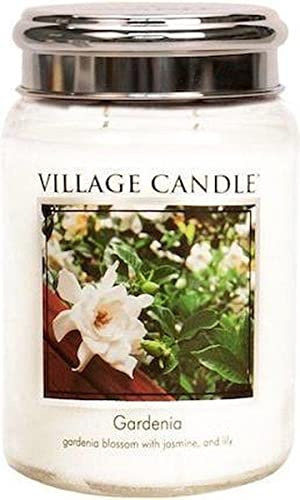 Village Candle Gardenia - Candela profumata in Barattolo di Vetro, 737 ml