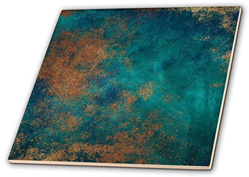 3dRose Teal and Image of Copper Abstract - Ceramic Tile, 12-inch (ct_316248_4)