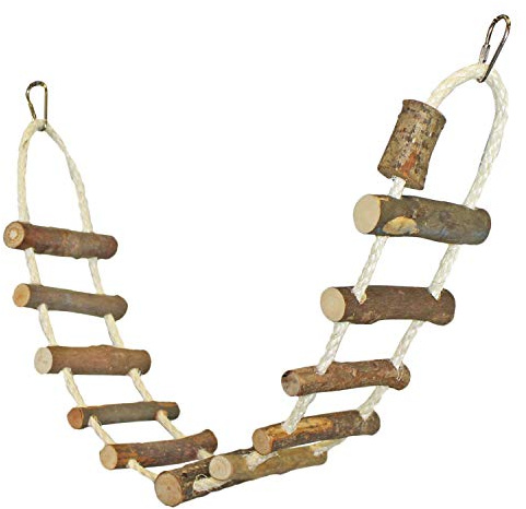 Sisal Rope Ladder - Natural Interactive Climbing Cage Accessory - for Sugar Gliders, Squirrels, Degus, Marmosets, Monkeys, Rats, Parrots, Birds, Hamsters, Gerbils & Other Small Pets