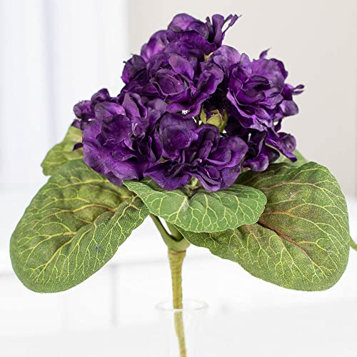 Purple African Violet Bush – Lifelike Polysilk Artificial Flower, 8