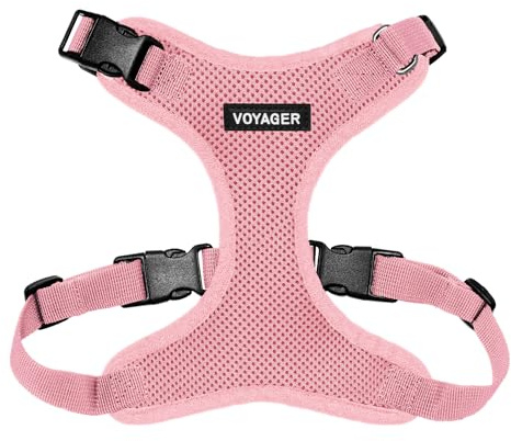 Best Pet Supplies Voyager Step-in Lock Pet Harness – All Weather Mesh, justerbart steg i selen för katter och hundar, rosa (matchande kant), S (byst: 33-50 cm)