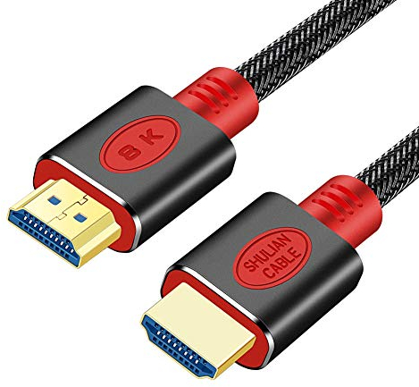 SHULIANCABLE 8K HDMI Kabel, HDMI 2.1 Kabel 48 Gbps 8K@60Hz,4K@120Hz,mit DSC Highspeed Ethernet, für Monitor, Projektor, Blu Ray PS4 Xbox (2M, Red)