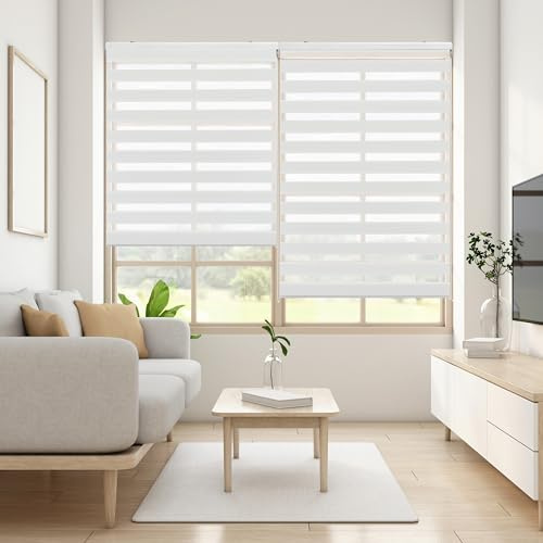 Blindecor Lira tenda a rullo giorno e notte, colore Bianco sporco, tenda per interni 130 x 180 cm (Larghezza x Altezza) | Dimensioni del tessuto 127 x 175 cm. Eleganti tende giorno e notte