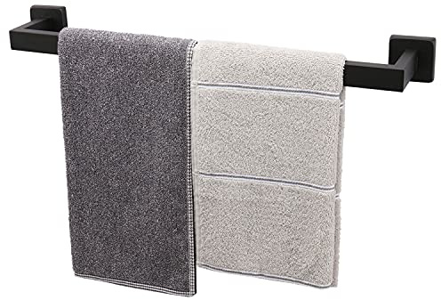 TocTen Bath Towel Rack - Square Base Thicken SUS304 Stainless Steel Towel Bar for Bathroom, Bathroom Accessories Towel Rod Heavy Duty Wall Mounted Towel Holder. (Black, 20)