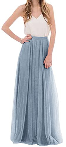 iyoimono Damen Langer Tüllrock 3 Lagen Tüll Maxiröcke Elegante Hochzeit Röcke