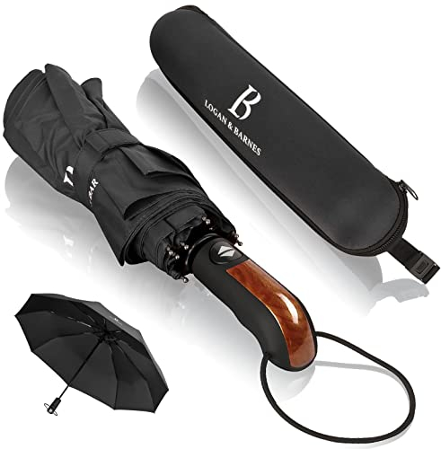 LOGAN & BARNES Regenschirm sturmfest bis 140 km/h - Taschenschirm mit zertifizierter Teflon-Beschichtung gegen Feuchtigkeitsschäden Modell Glasgow