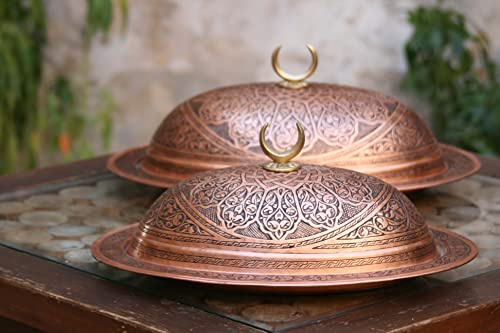 Turkish Handmade Special Serving Plate / Carved Copper Serving Plate / Kitchen Decor (Set of 3)