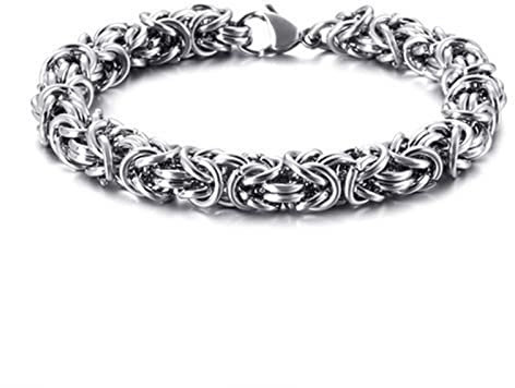 Daesar Armband Edelstahl Herren 20.5CM, Königsarmband Breit 8MM mit Karabinerverschluss Amband Silber Charms Freundschaftsarmband