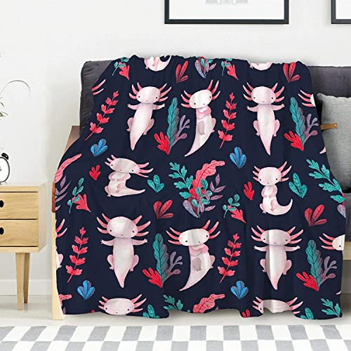 3D Kuscheldecke 130x150 Flanell Fleecedecke Salamander Decke Schöne Tiere, Flauschig Mikrofaser Wohndecke Rosa, für Sofadecke Couchdecke Sofaüberwurf Bettüberwurf