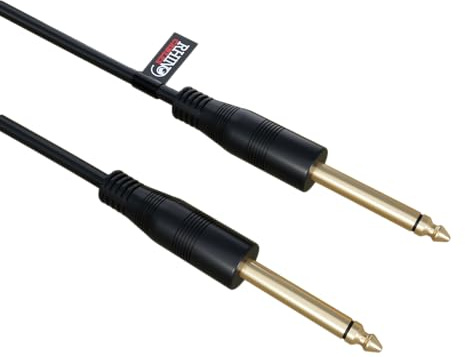 rhinocables Mono Audio Cable 6.35mm Gold Plated Jack (1m) | Impeccable Sound for Electric Guitar, Bass, Amp, Various Lengths, XLR to 3.5mm Compatible, Gold