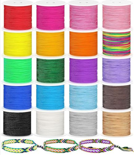 1000m Fil en Nylon Corde pour Bracelet, BetterJonny Fil Cordon pour Bracelet 0.8mm Cordon Bracelets Fil Macramé Collier pour Tisser des Colliers Bracelets Macramé, 50m/Rouleau