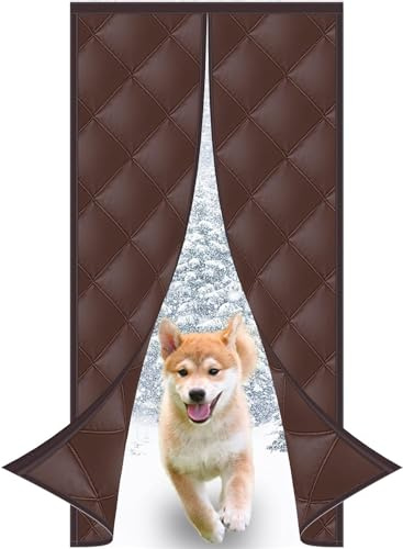 270 * 280cm(W*H),Magnet Thermo Türvorhang, Winter Winddicht Anti-Schnee Magnet Automatisches Schließen Bi-Falttüren Schalldicht Wärmeschutzvorhang Tür, Mit Fenster