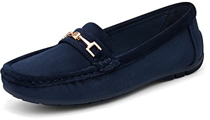 DREAM PAIRS Dam Loafers Fashionabla bekväma Loafers för arbete,Size 40,Blå-Moka,SDLS2205W-NEW-E