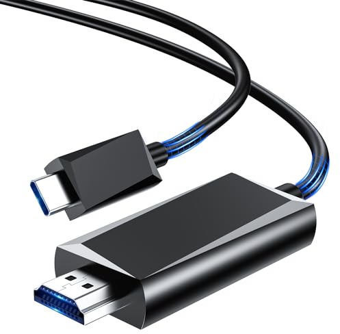 BHHB USB C auf HDMI Kabel [4K@60Hz] Thunderbolt 3/4 kompatibel Typ C auf HDMI Kabel für iPhone 15 Pro/Pro Max, MacBook iPad Pro/Air, iMac, Surface Book, Samsung, Pixelbook, XPS, HP usw - 2M