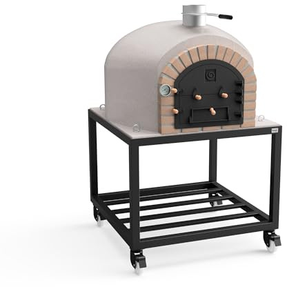 MOVELAR - Holzofen für den Außenbereich, Modell VESUVIUS (Weiß - 100 x 100 x 157 cm) – isoliert mit Kork & 3 Keramikmatten, traditioneller Backofen für Pizza & Brot