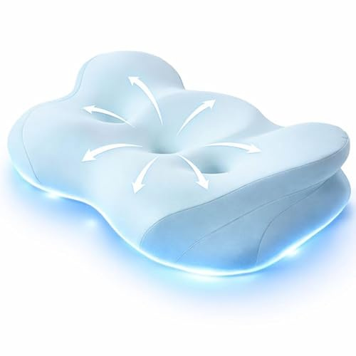 FUNCCUBE Cuscino cervicale per cervicale, cuscino in memory foam per alleviare il dolore durante il sonno, con federa rinfrescante, cuscino ergonomico e inodore, per dormire, spalle laterali, stomaco,