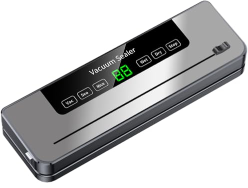 Vacuum Sealer, Multi-Functional 65kPa Food Vacuum Sealer Machine with Slicer, 30mm Longer Food Sealer for Dry and Moist Food Fresh Preservation with 10PCS Vacuum Bags & Accessory Hose (Silver)