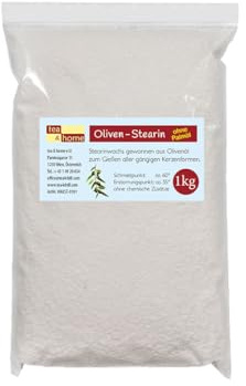 tea4chill Das ökologische Stearin Wachs 1kg für Kerzenherstellung, Kerzengießen – 100% natürliches veganes Wachs, ohne Paraffin, ohne Palmöl. EIN Nebenprodukt bei der Herstellung von Olivenöl.
