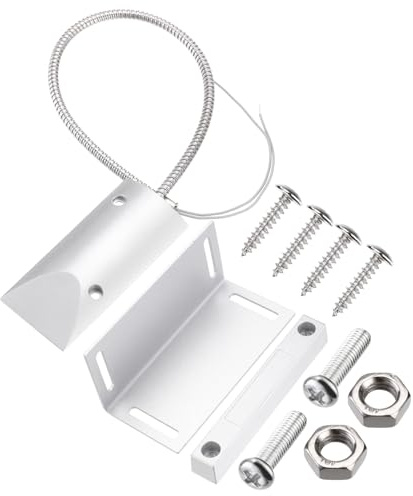 PATIKIL NC Alarma con Cable Magnética Garaje Puerta, Pesado Servicio Alarma Interruptor Sensor con Ajustable Soporte para Enrollable Persiana Gris