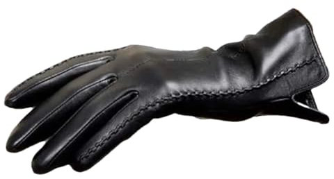 Damen Winter Elegant Hot Trendy Plus Fleece Touchscreen Lammfell Leder Warm Handschuhe Schwarz XL, Schwarz , 46