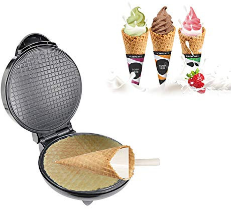 MZBDYYF Electric Waffle Cone Maker - Nonstick Dessert Baking Pan Kitchen Cooking Gift | Ice Cream Cone Machine, Egg Rolls - Easy to Use & Clean