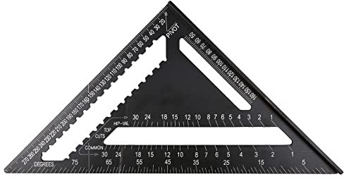 Speed ​​Square, Winkelmesser mit Verdicktem, Hochfestem Aluminium, 12 Zoll, Schwarzer Metrischer und Imperialer Aluminium-Winkelmesser für Alle Bau- und Umbauprojekte