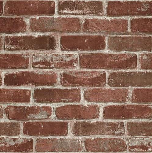 AMIGO Décoller et Coller Papier Peint Brique Rouge Marron 3D Brique Papier Peint Autocollant Vintage Structuré Pour la Décoration 44.5x500cm