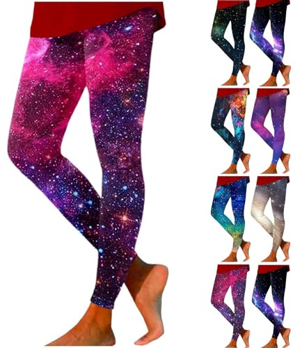 nsiaot Galaxy Leggings Damen Hohe Taille Galaxy Kostüm Damen Bedruckte Bunte Leggings Yoga Hose Stretchy Yogahose Render Hosen Frauen Planeten Kostüm