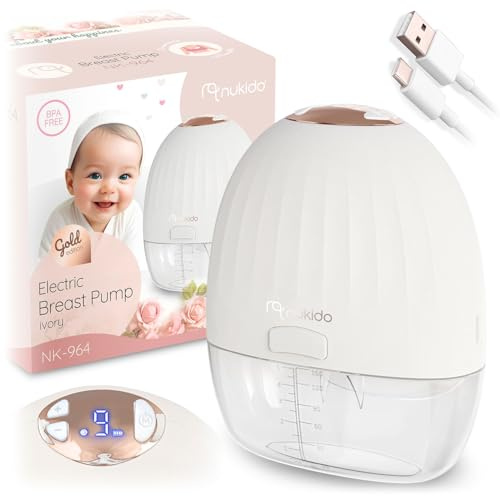 Nukido Milchpumpe Elektrisch 3 Modi Tragbar LED Anzeige BPA Frei Silikon Weiß