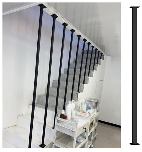 QHZYMX Brüstungsgeländer Treppengeländer-Baluster Für Villen/Studios/Hotels, Ersatz-Treppenspindel Aus Eisen Mit Schrauben, Hochleistungs-Absturzsicherung(Black 1pc,0.45m/1.4ft)