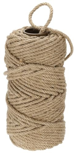 QUARKZMAN Cordel Natural de Yute 164 pies x 6mm Cuerda Larga y Resistente para Manualidades, Cinta, Empaque de Regalos, Navidad, Bodas, Color Caqui