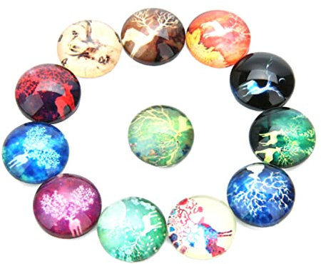 Tofficu 20stücke Runde Elch Glas Cabochon Patches Diy Schmuckmaterial Dekorative Gläser Basteln Reh Motiv Bastelsteine Für Uhr Bilder Schmuckherstellung