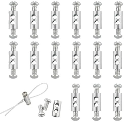 LAKJUOZ Clip Per Fune Set Di 15 Morsetti Per Fune Metallica Con Dadi Adatti Per Cavi E Fili Da 1-2 Mm Di Diametro Cavo In Acciaio A Doppia Estremità E Morsetti Clip Per Cavi