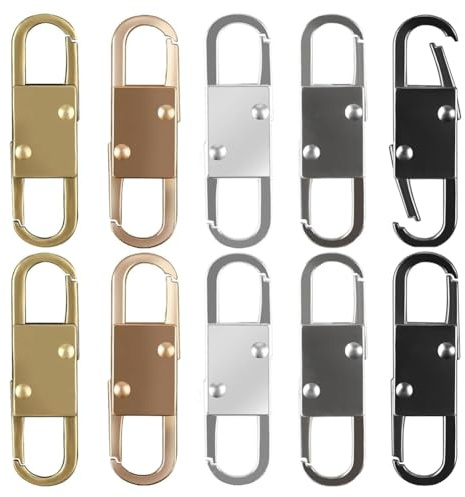 Pqahffowr 10 Pièces de Remplacement de Tirette de Fermeture Éclair à Double Ouverture, avec Clip Anti-Vol Détachable en Métal, 5 Couleurs