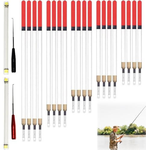 Satiskid Ultimate Fishing Combo: 20Pcs Waggler Fishing Floats Set + 2Pcs Stainless Steel Hook Removers - Complete Coarse Fishing Tackle for Stillwater & Running Water