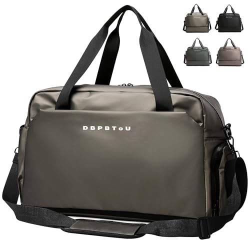 DBPBToU Sporttasche Damen Herren, Reisetasche mit Schuhfach und Nassfach, Expandierbare Reisetasche am Boden, wasserdichte Weekender Bag Handgepäck Tasche (Champagner)