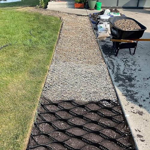 Stabiles Land Schmaler Geocell-Gitterpflasterstein for Gehwege, Waben-Geo-Kiesgitter for Garten- und Hofeinfahrten im Freien, Bodenkiesstabilisator mit hoher Belastungsbeständigkeit(4m x 6m (13ft x 19