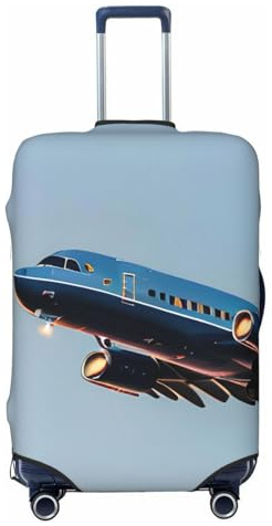 Bkdogkt Personalisierte Kofferhülle für Reisekoffer, Flugzeug, Flugzeug, Reisekoffer, Business, Reisekoffer, Reisekoffer, Reisekoff, Schwarz , L