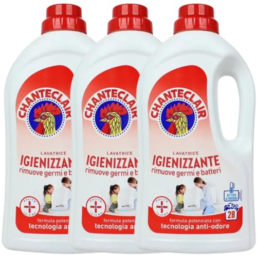 Chante clair Detersivo Liquido Lavatrice, 3 Flaconi, 28 Lavaggi, Anti-Odore, Attivo a Freddo