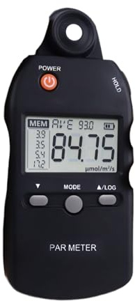 PAR Meter Lux Meter PPFD Sensor Full-Spectrum User-Friendly Record Function Indoor Outdoor Plant Light Meter Large LCD for Indoor Outdoor