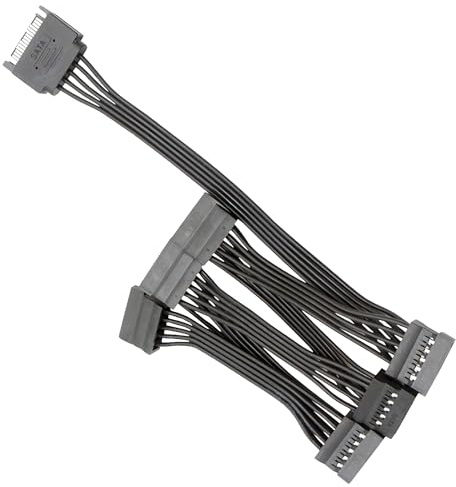 tiyiyok SATA Stromverteilerkabel, 15-Poliges SATA Power Splitter Adapterkabel, 1 Stecker auf 6 Buchsen SATA Kabel, 1 Male to 6 Female, für Festplatten, optische Laufwerke, SSDs, HDDs
